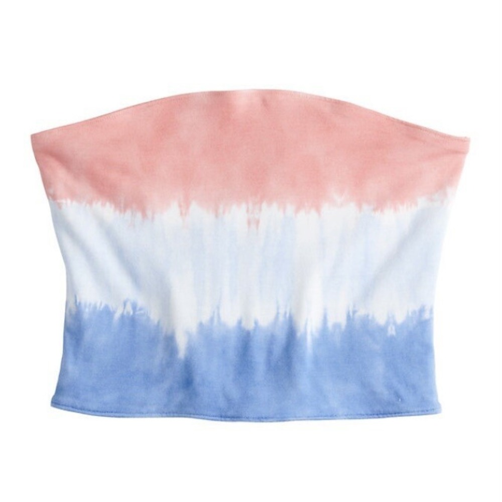 SO Juniors Girls Bandeau Tube Top XS New with Tags Blue Red Tie Dye Soft Simple